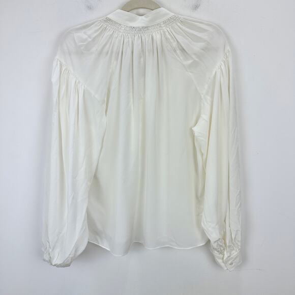 Madewell Shirred Long Sleeve Top Blouse Silk Lightweight Winter White Medium NWT - Picture 12 of 16